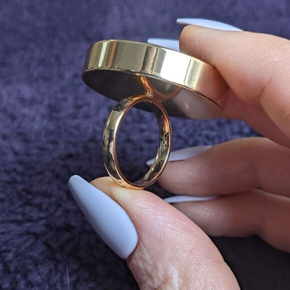 blue gold stone cocktail ring - Picture 6 of 7